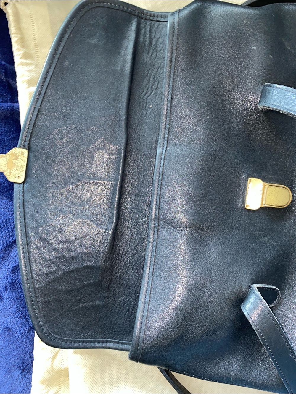 Coach Branson Black Leather Messenger Tote with Brass Hardware - Picture 6 of 12
